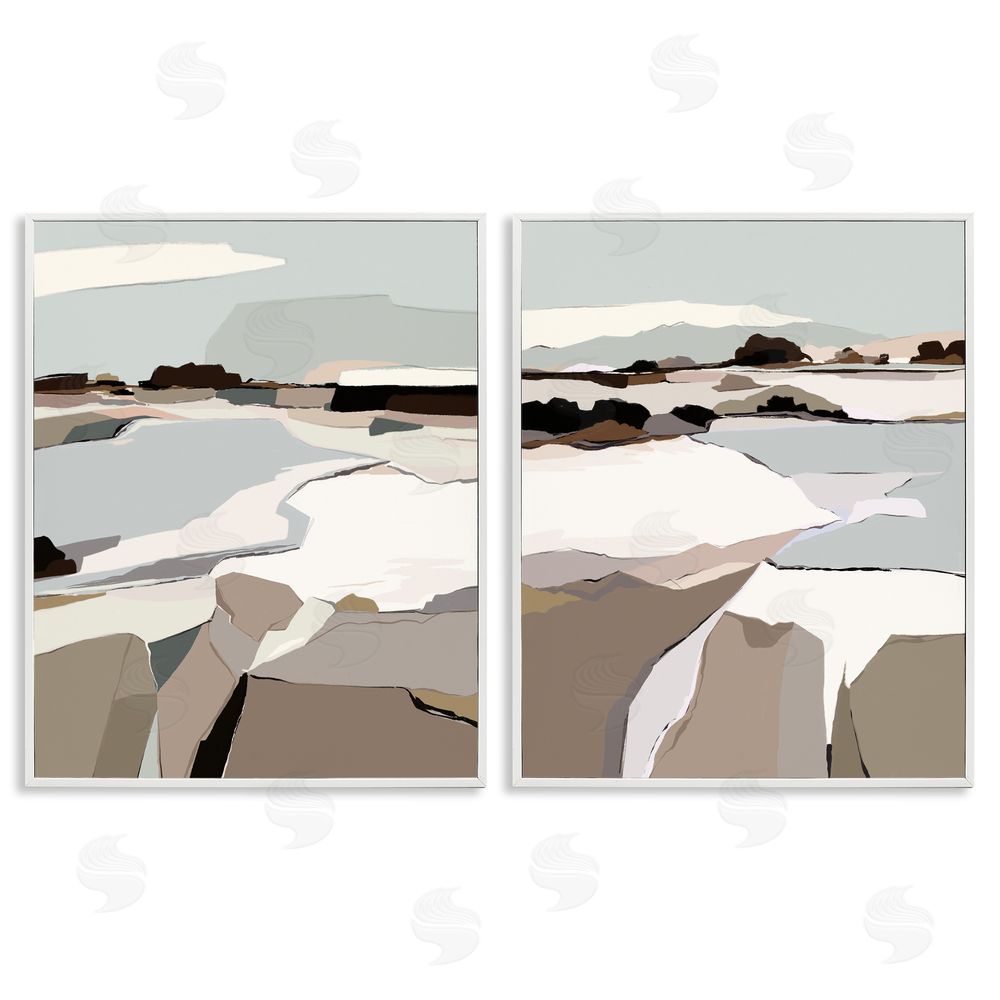 Nikita Jariwala Abstract Swedish Landscape Shapes White Framed Giclee Wall Art Print