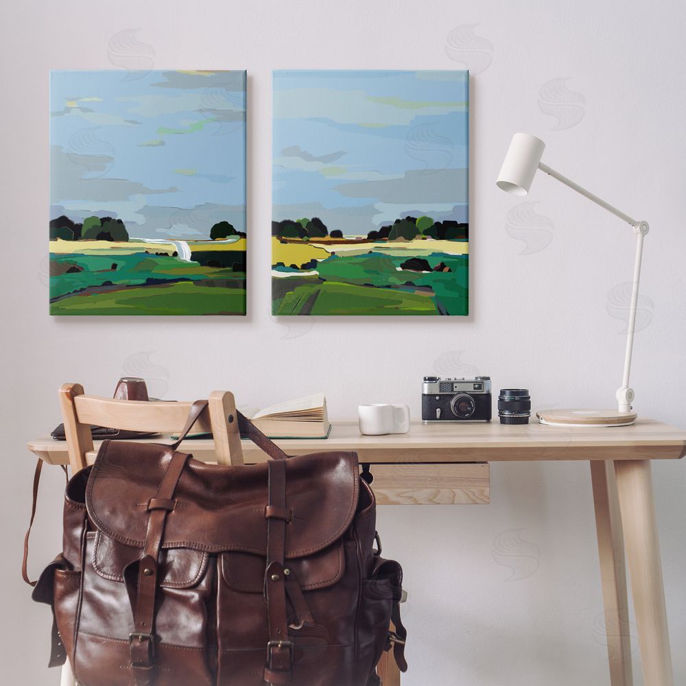 Nikita Jariwala Rural Abstract Grassland Landscape Canvas Wall Art Print in Room