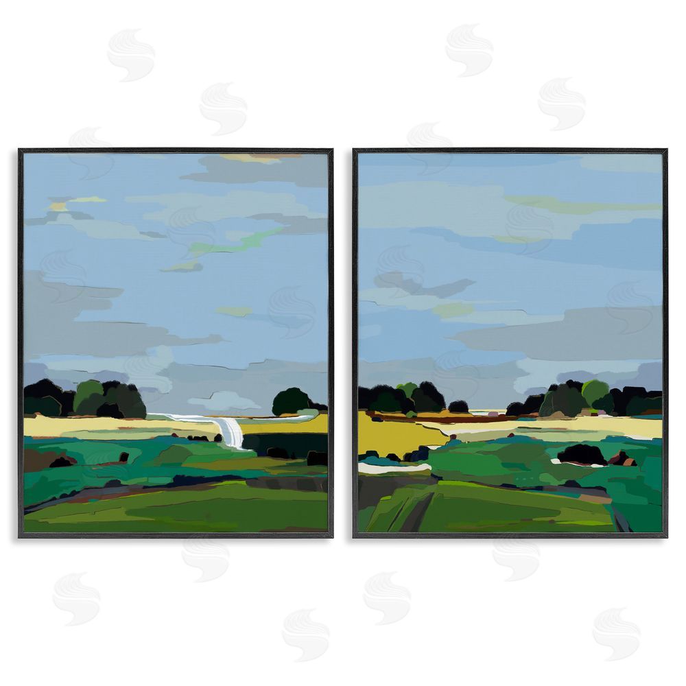 Nikita Jariwala Rural Abstract Grassland Landscape Black Framed Giclee Wall Art Print