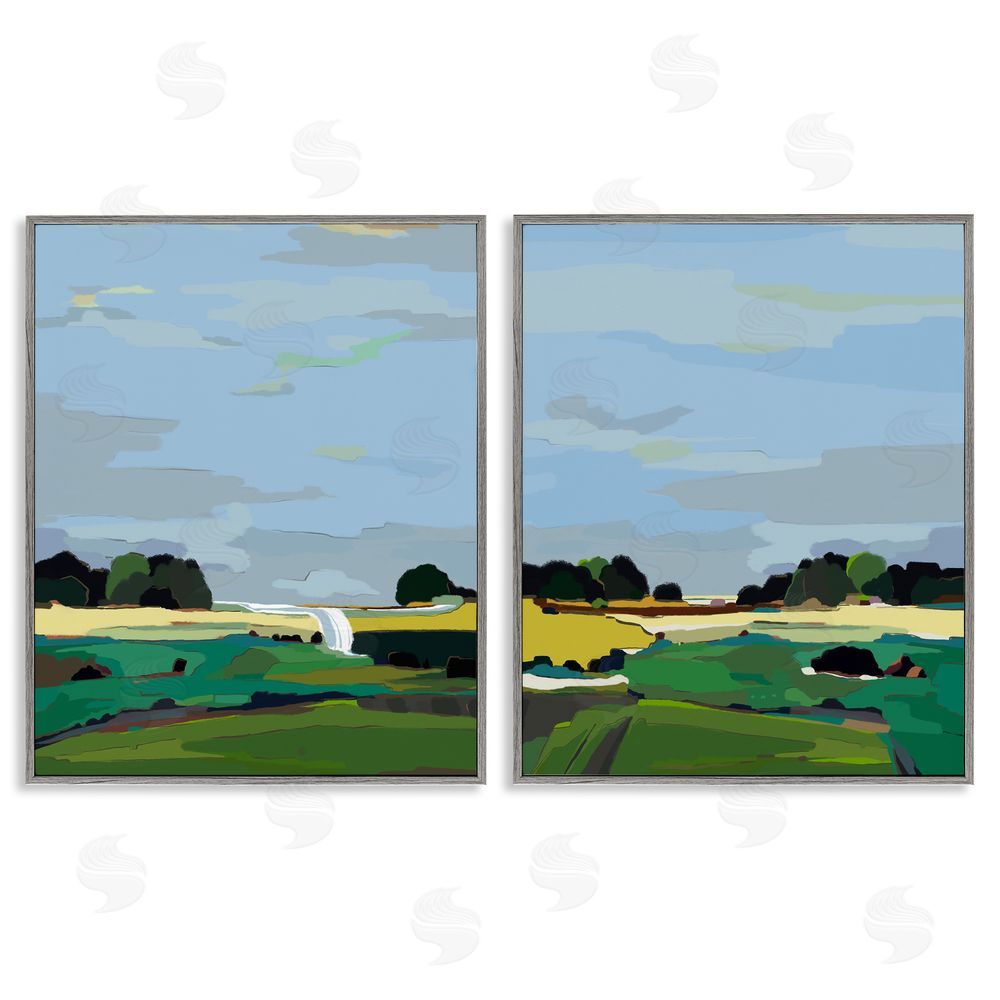 Nikita Jariwala Rural Abstract Grassland Landscape Gray Framed Giclee Wall Art Print