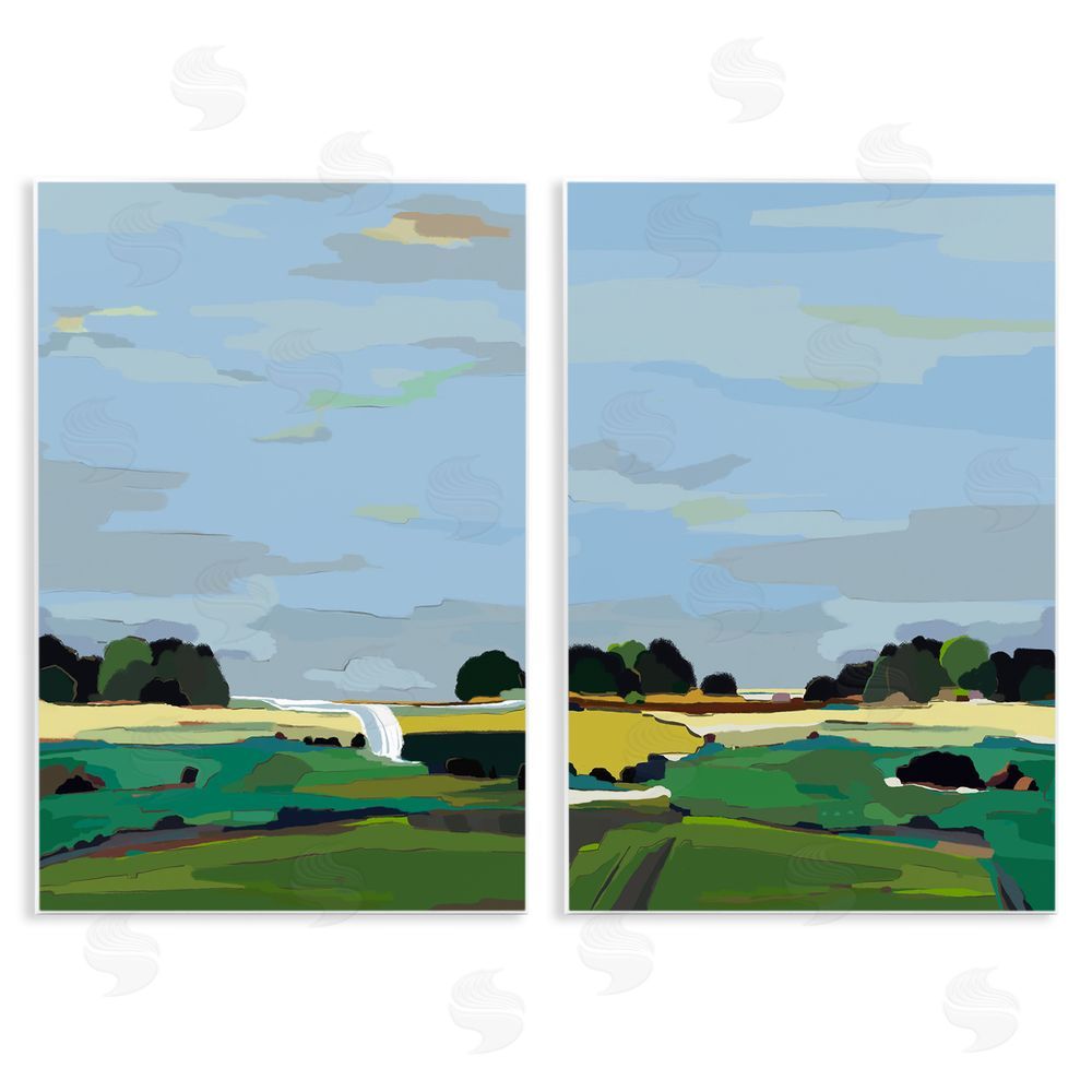 Nikita Jariwala Rural Abstract Grassland Landscape Wooden Wall Plaque Art Print