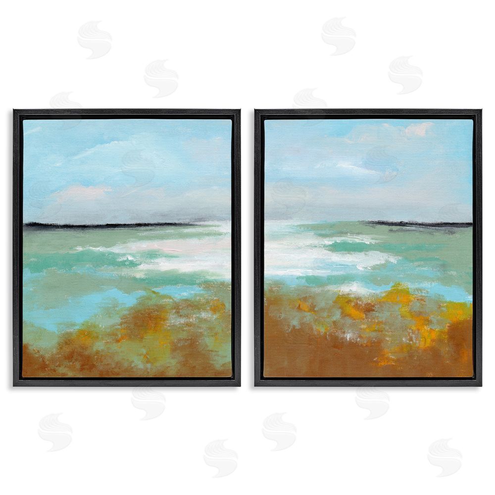 Nikita Jariwala Moss Abstract Grassy Landscape Black Floating Frame Canvas Wall Art Print