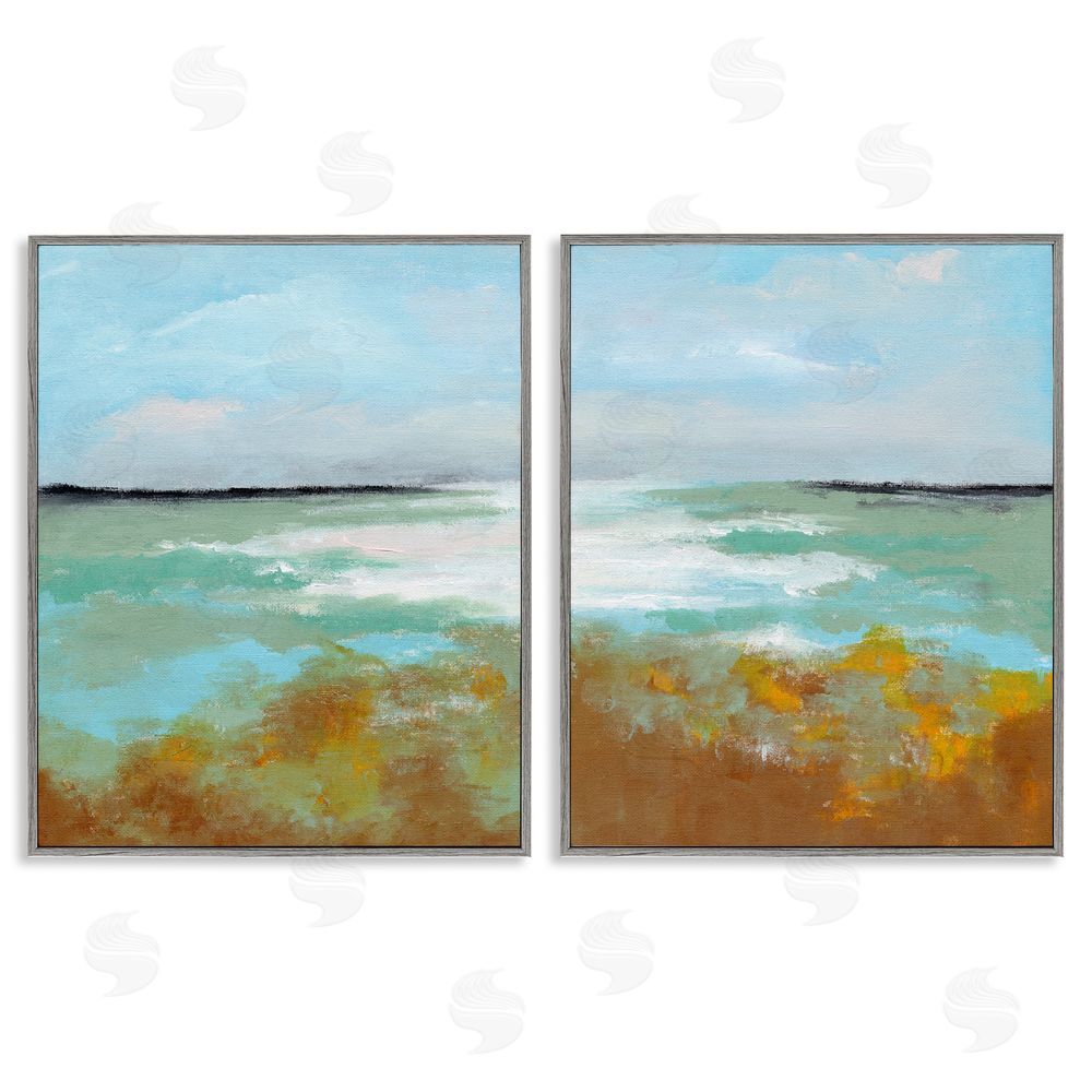 Nikita Jariwala Moss Abstract Grassy Landscape Gray Framed Giclee Wall Art Print