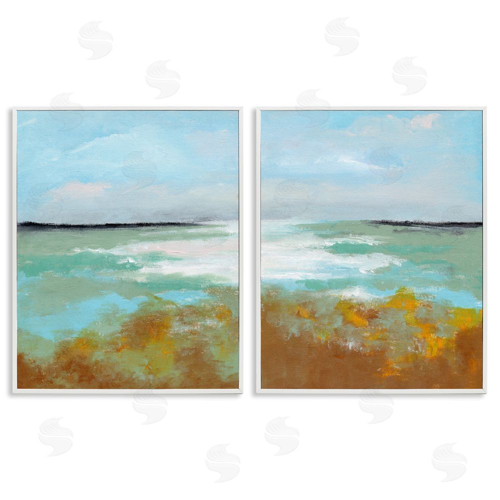 Nikita Jariwala Moss Abstract Grassy Landscape White Framed Giclee Wall Art Print
