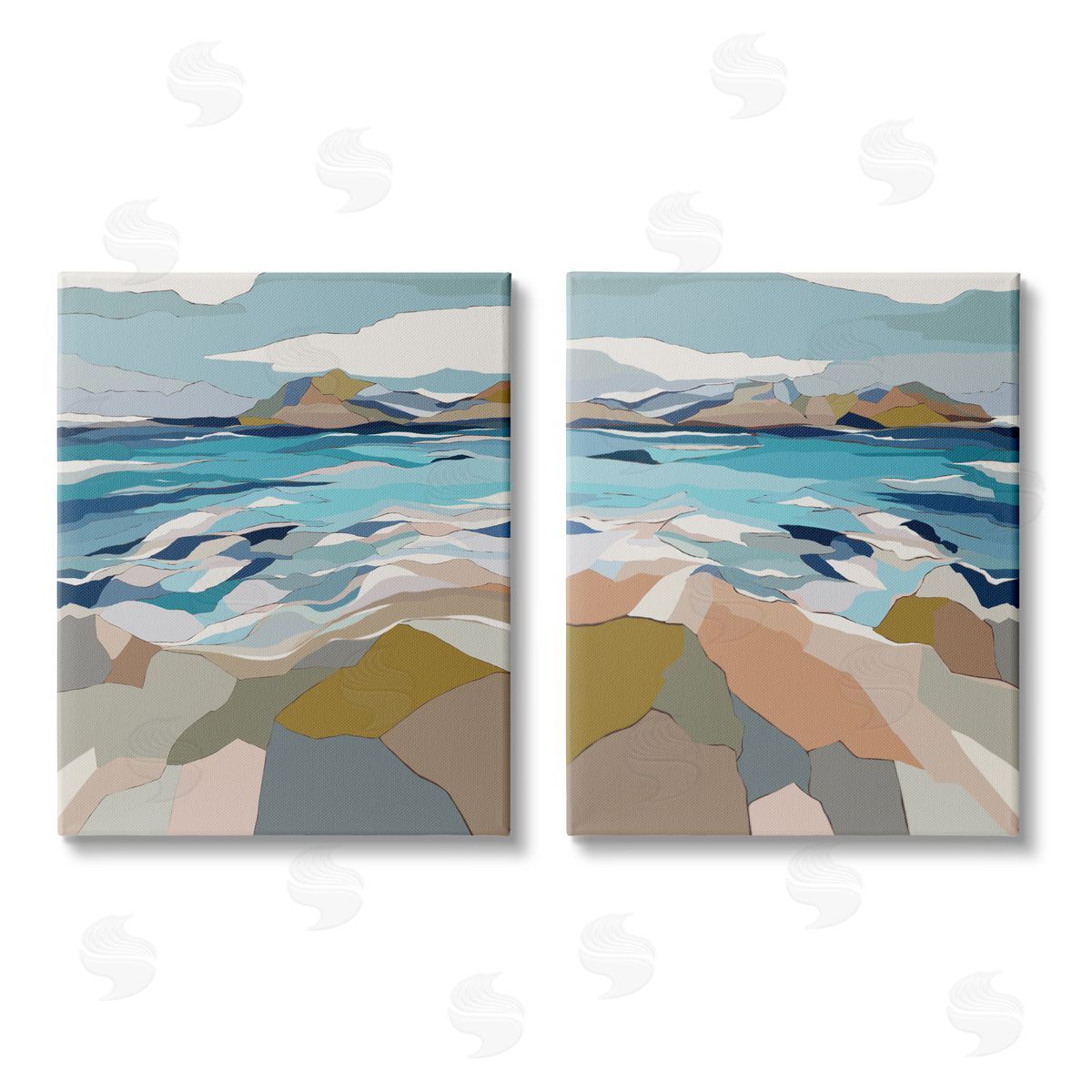 Nikita Jariwala Waterfront Geometric Abstract Painting Canvas Wall Art Print