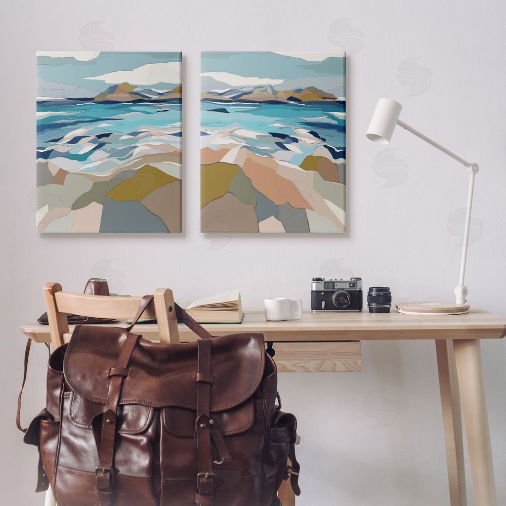 Nikita Jariwala Waterfront Geometric Abstract Painting Canvas Wall Art Print in Room