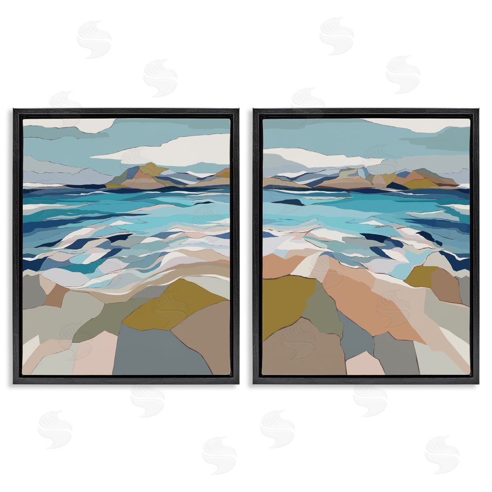 Nikita Jariwala Waterfront Geometric Abstract Painting Black Floating Frame Canvas Wall Art Print