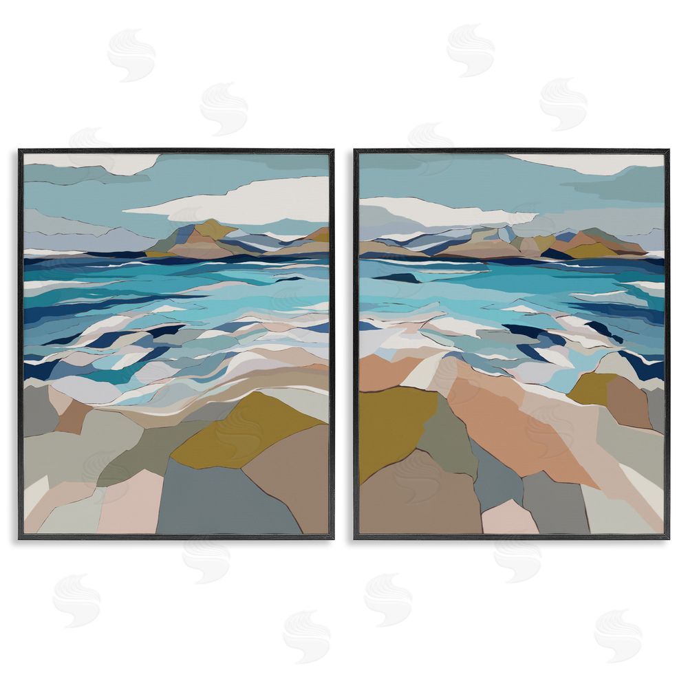 Nikita Jariwala Waterfront Geometric Abstract Painting Black Framed Giclee Wall Art Print