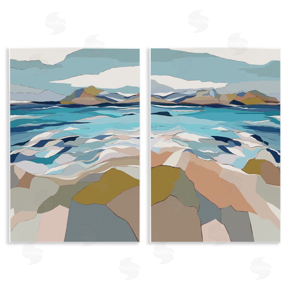 Nikita Jariwala Waterfront Geometric Abstract Painting Wooden Wall Plaque Art Print