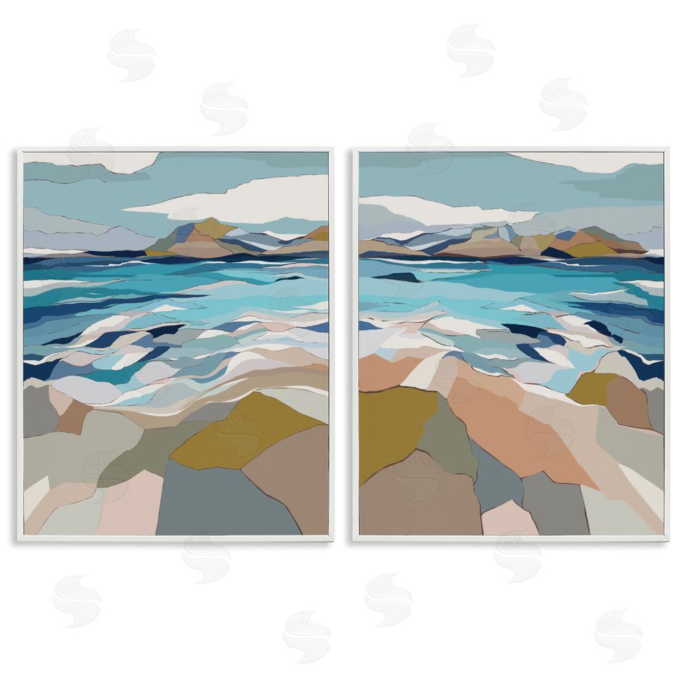 Nikita Jariwala Waterfront Geometric Abstract Painting White Framed Giclee Wall Art Print