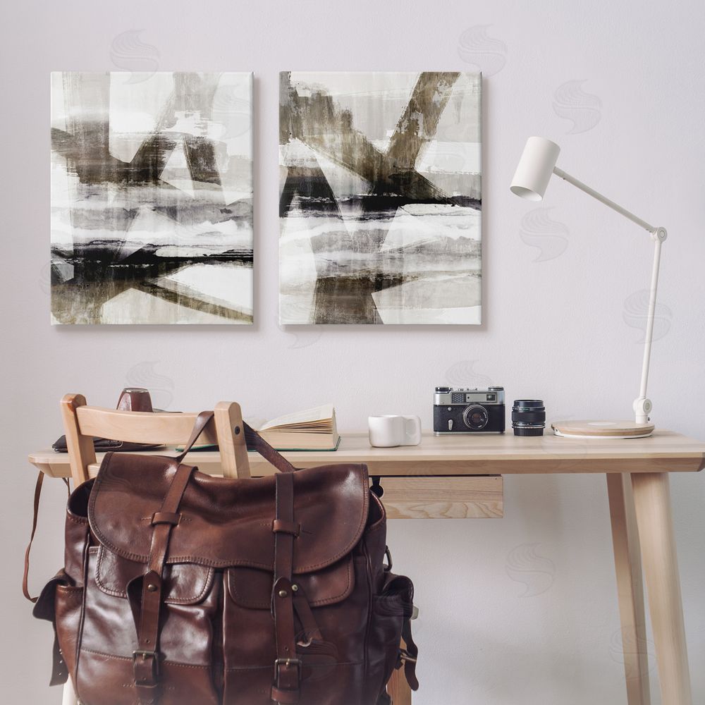 Nina Blue Abstract Composition Urban Complex Canvas Wall Art Print in Room