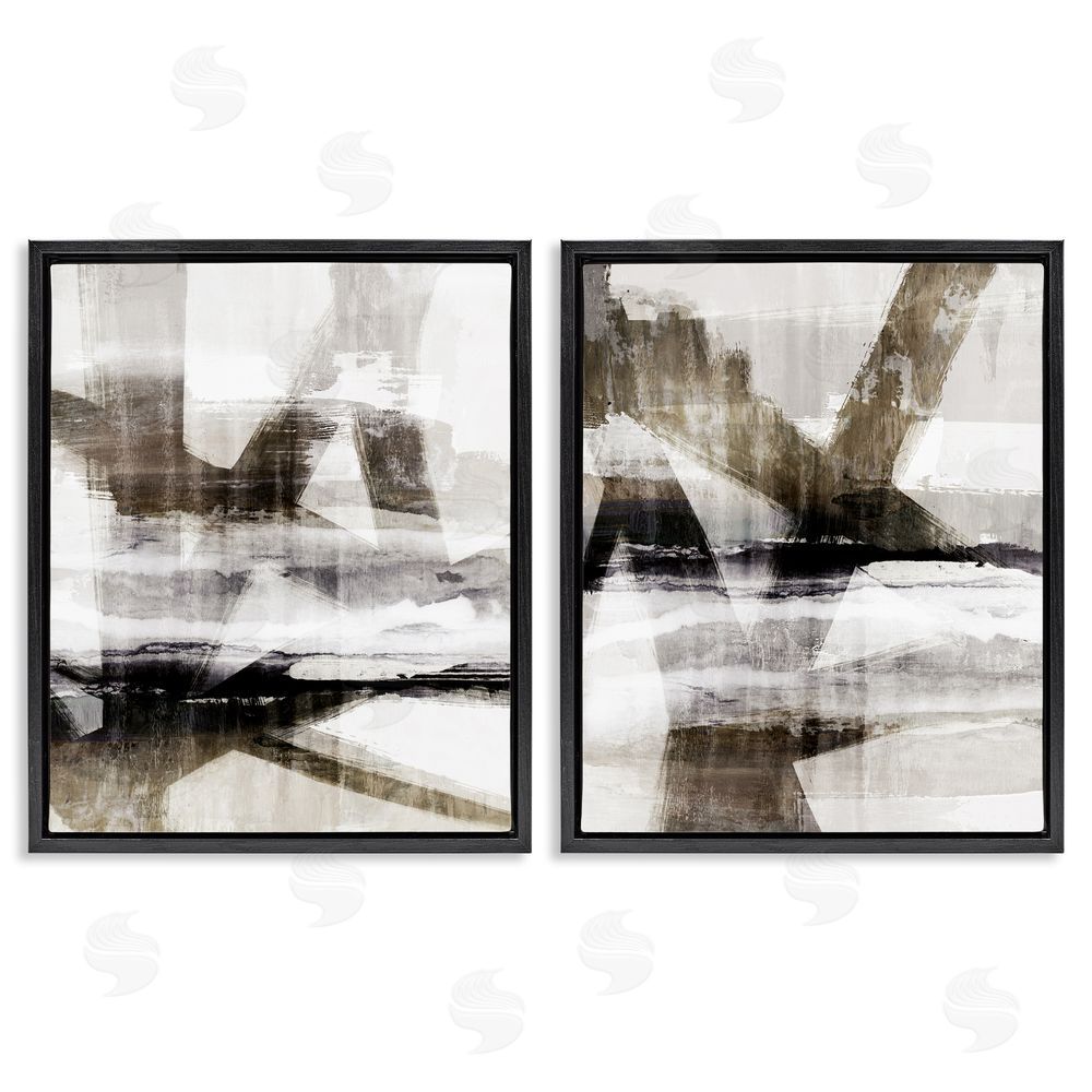 Nina Blue Abstract Composition Urban Complex Black Floating Frame Canvas Wall Art Print