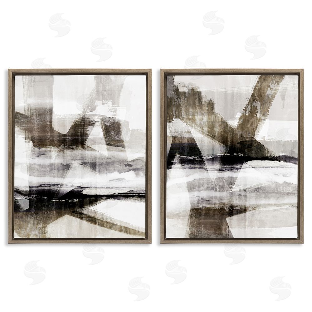 Nina Blue Abstract Composition Urban Complex Brown Floating Frame Canvas Wall Art Print
