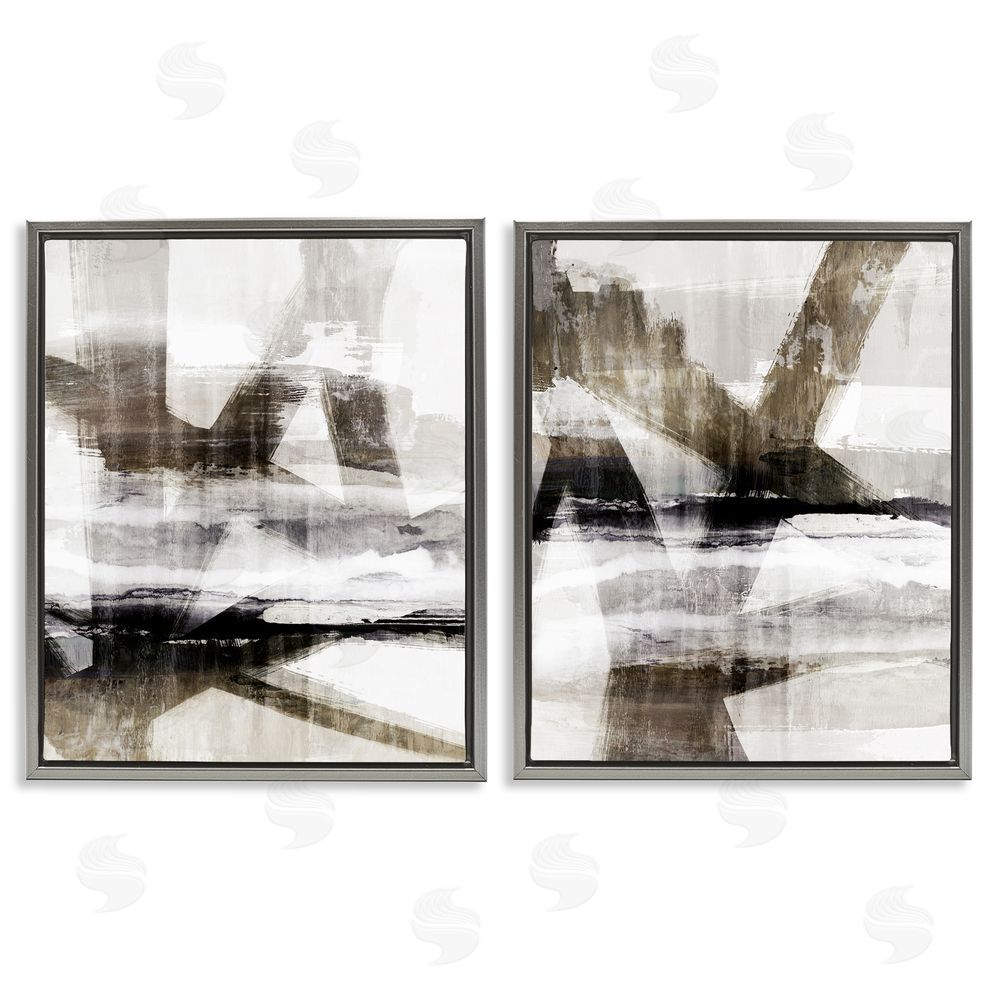 Nina Blue Abstract Composition Urban Complex Gray Floating Frame Canvas Wall Art Print