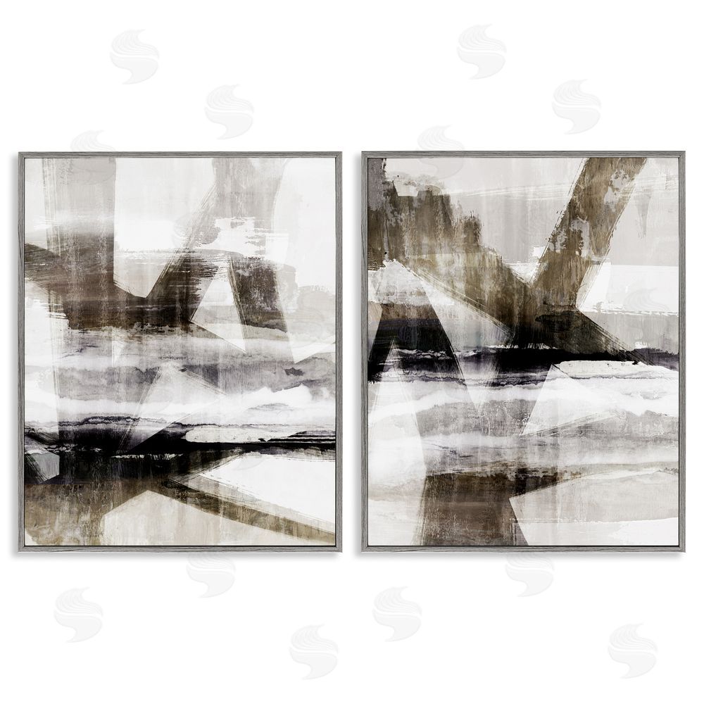 Nina Blue Abstract Composition Urban Complex Gray Framed Giclee Wall Art Print