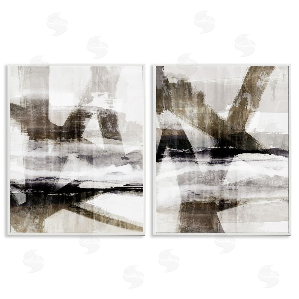 Nina Blue Abstract Composition Urban Complex White Framed Giclee Wall Art Print
