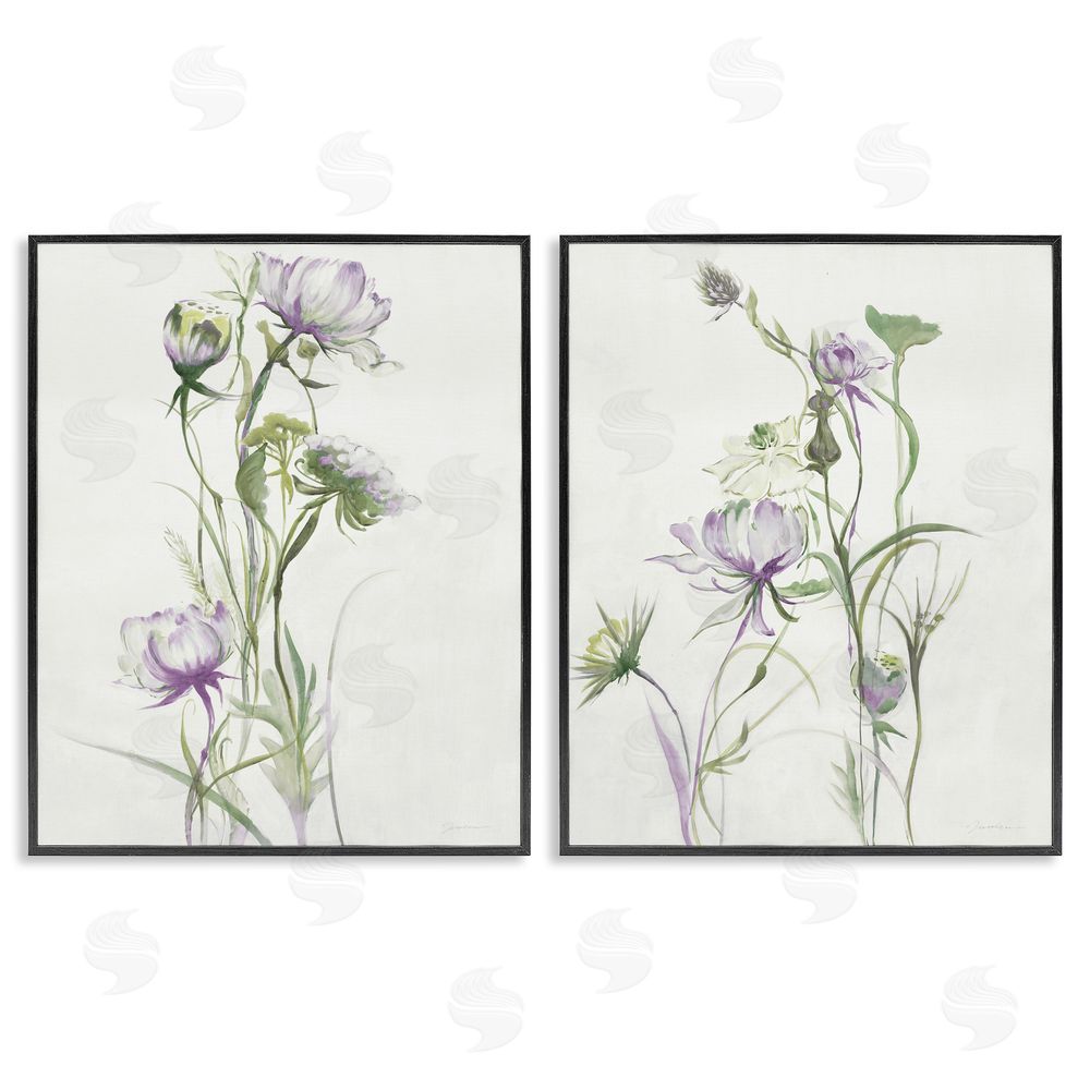 Liz Jardine Traditional Flower Stem Blossoms Black Framed Giclee Wall Art Print
