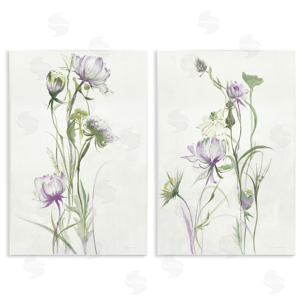 Liz Jardine Traditional Flower Stem Blossoms Wooden Wall Plaque Art Print