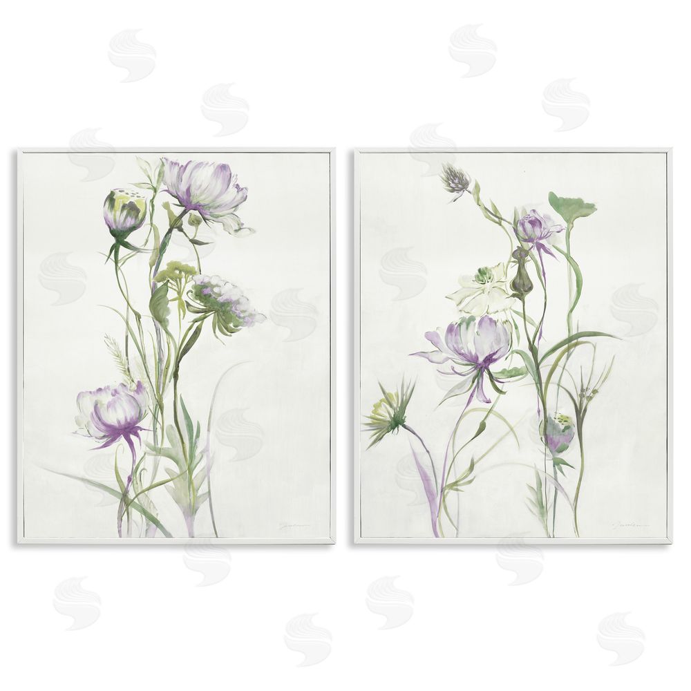 Liz Jardine Traditional Flower Stem Blossoms White Framed Giclee Wall Art Print