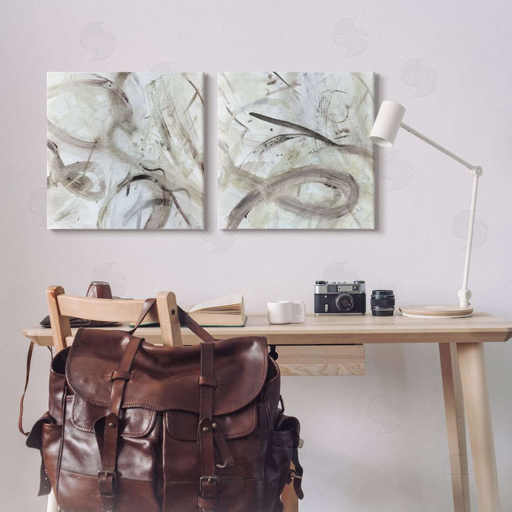 Susan Jill Modern Neutral Tones Abstract Canvas Wall Art Print in Room