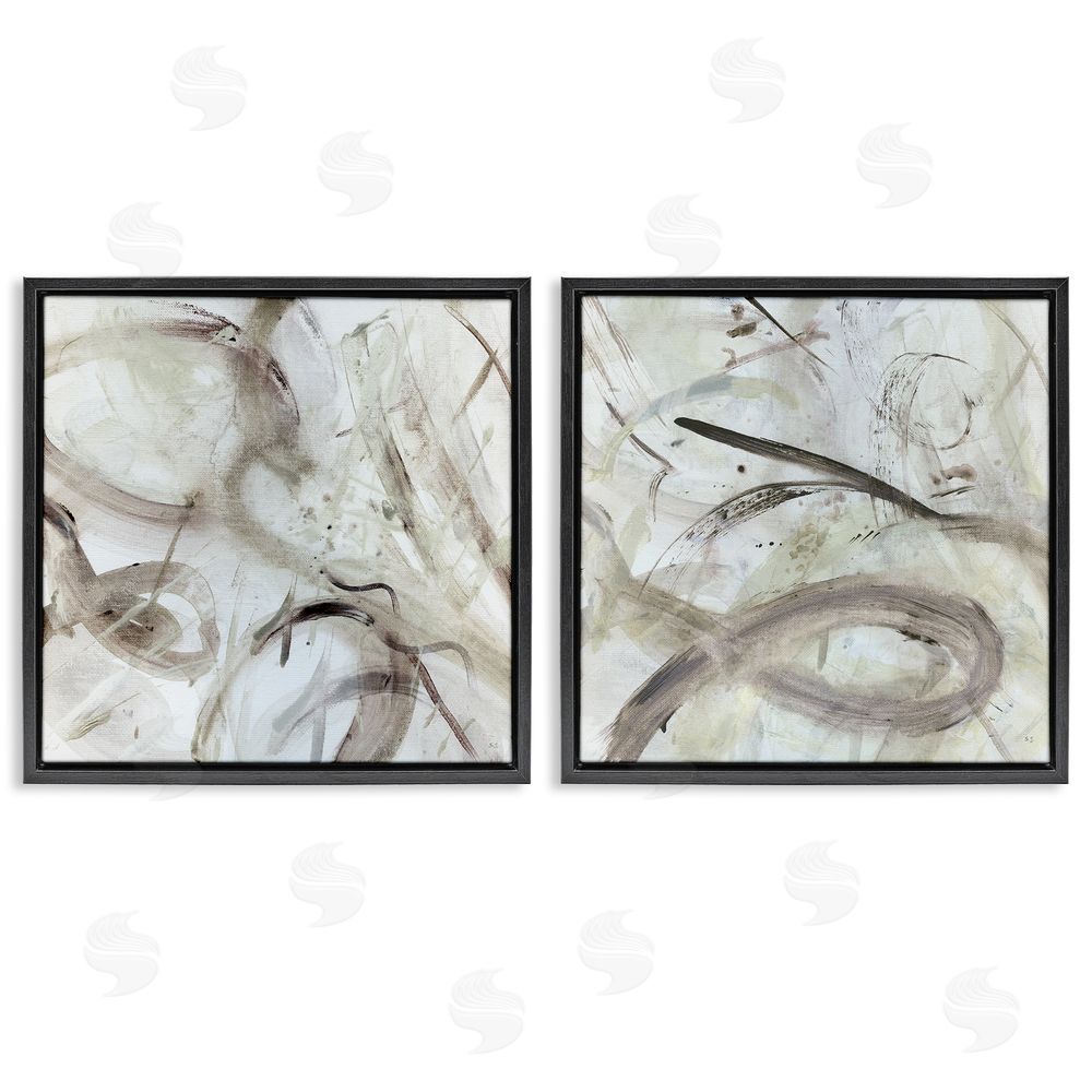 Susan Jill Modern Neutral Tones Abstract Black Floating Frame Canvas Wall Art Print