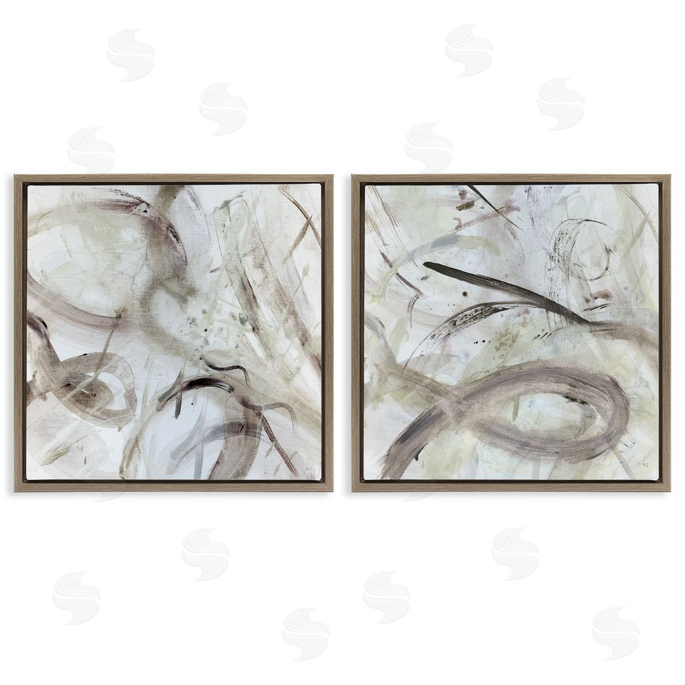 Susan Jill Modern Neutral Tones Abstract Brown Floating Frame Canvas Wall Art Print