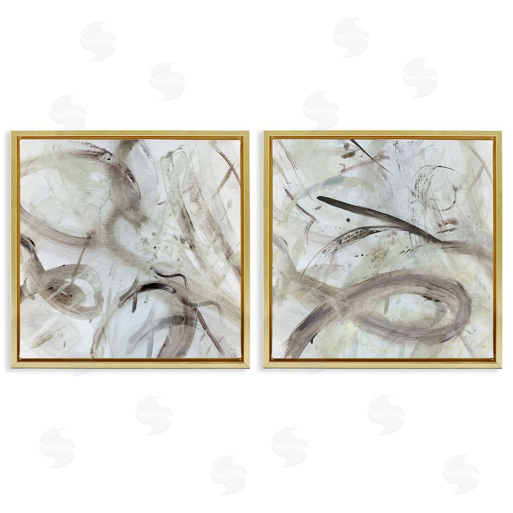 Susan Jill Modern Neutral Tones Abstract Gold Floating Frame Canvas Wall Art Print
