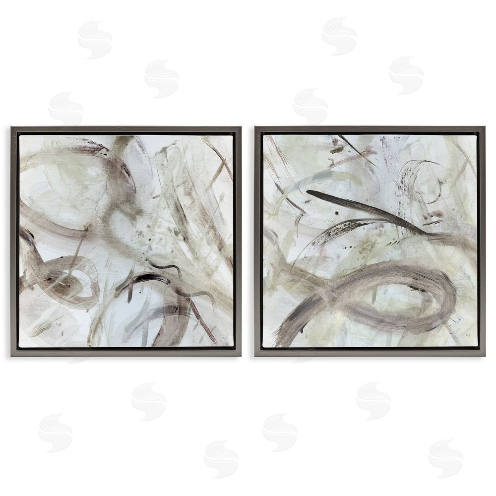 Susan Jill Modern Neutral Tones Abstract Gray Floating Frame Canvas Wall Art Print