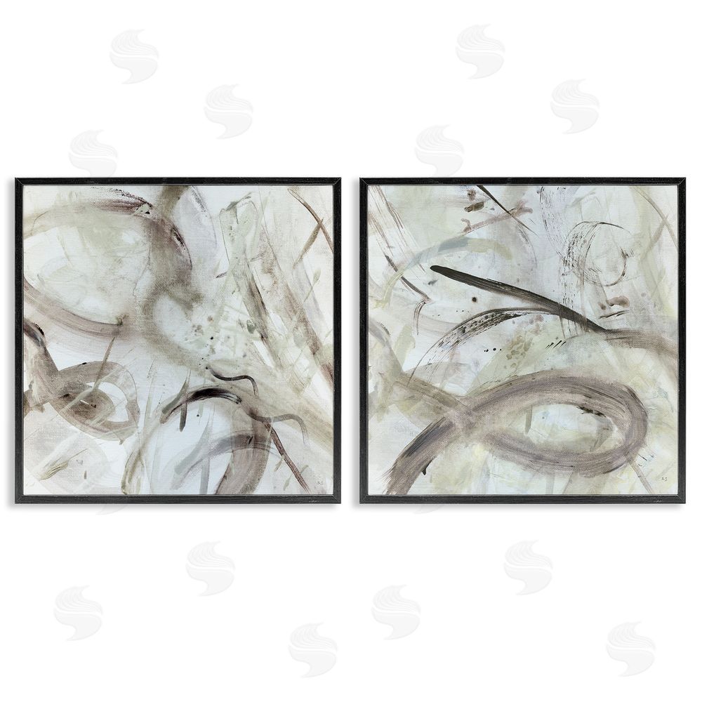 Susan Jill Modern Neutral Tones Abstract Black Framed Giclee Wall Art Print