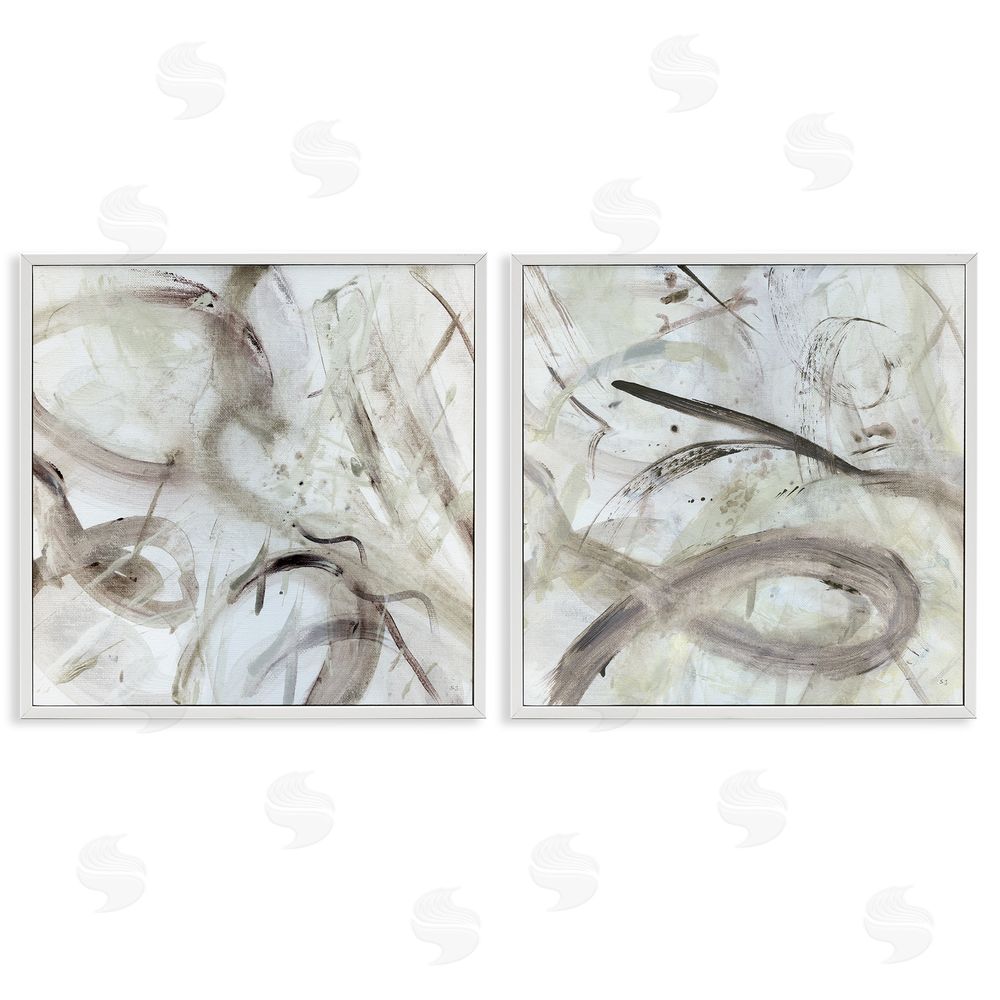 Susan Jill Modern Neutral Tones Abstract White Framed Giclee Wall Art Print