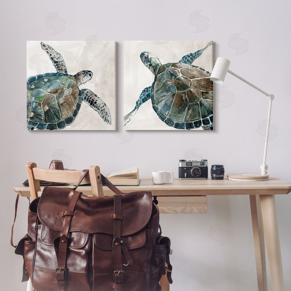 Carol Robinson Aquatic Sea Turtles Swimming Canvas Wall Art Print in Room