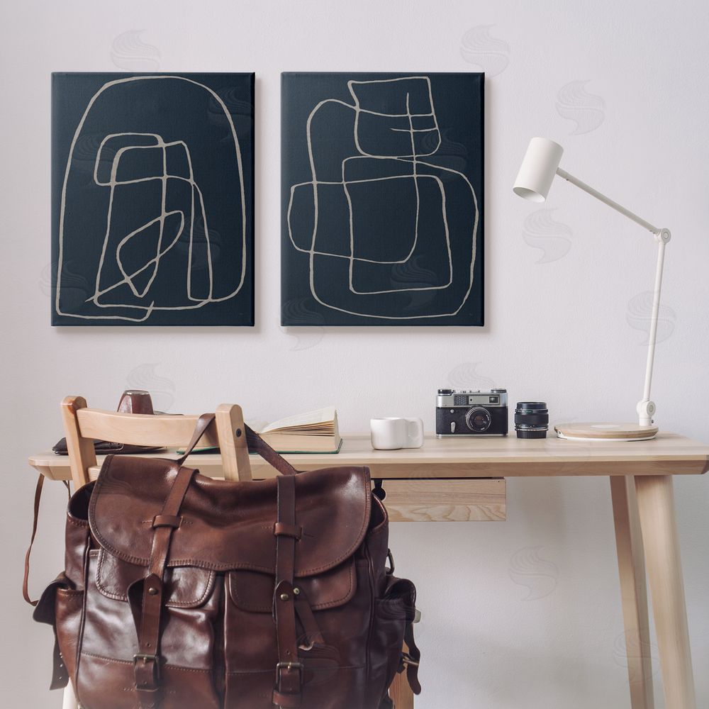 Susan Jill Contemporary Line Squiggle Shapes Canvas Wall Art Print in Room