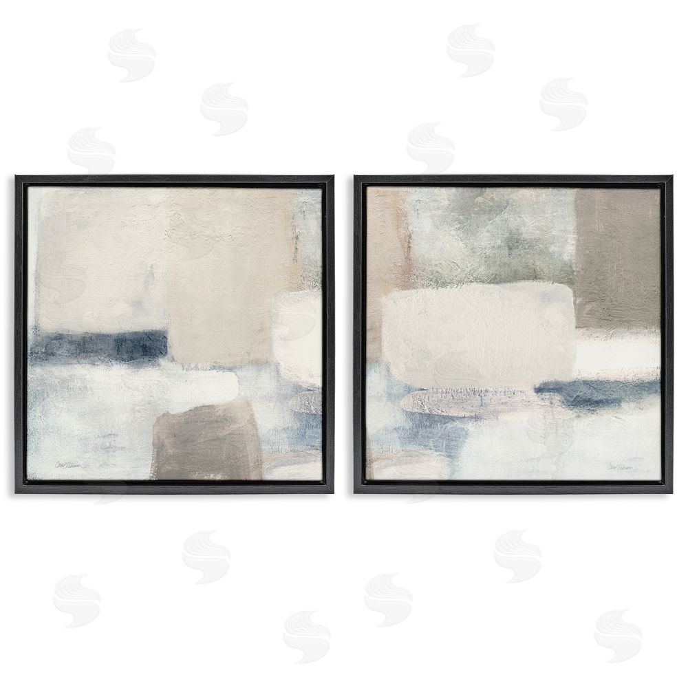 Carol Robinson Beige Modern Collage Shapes Black Floating Frame Canvas Wall Art Print