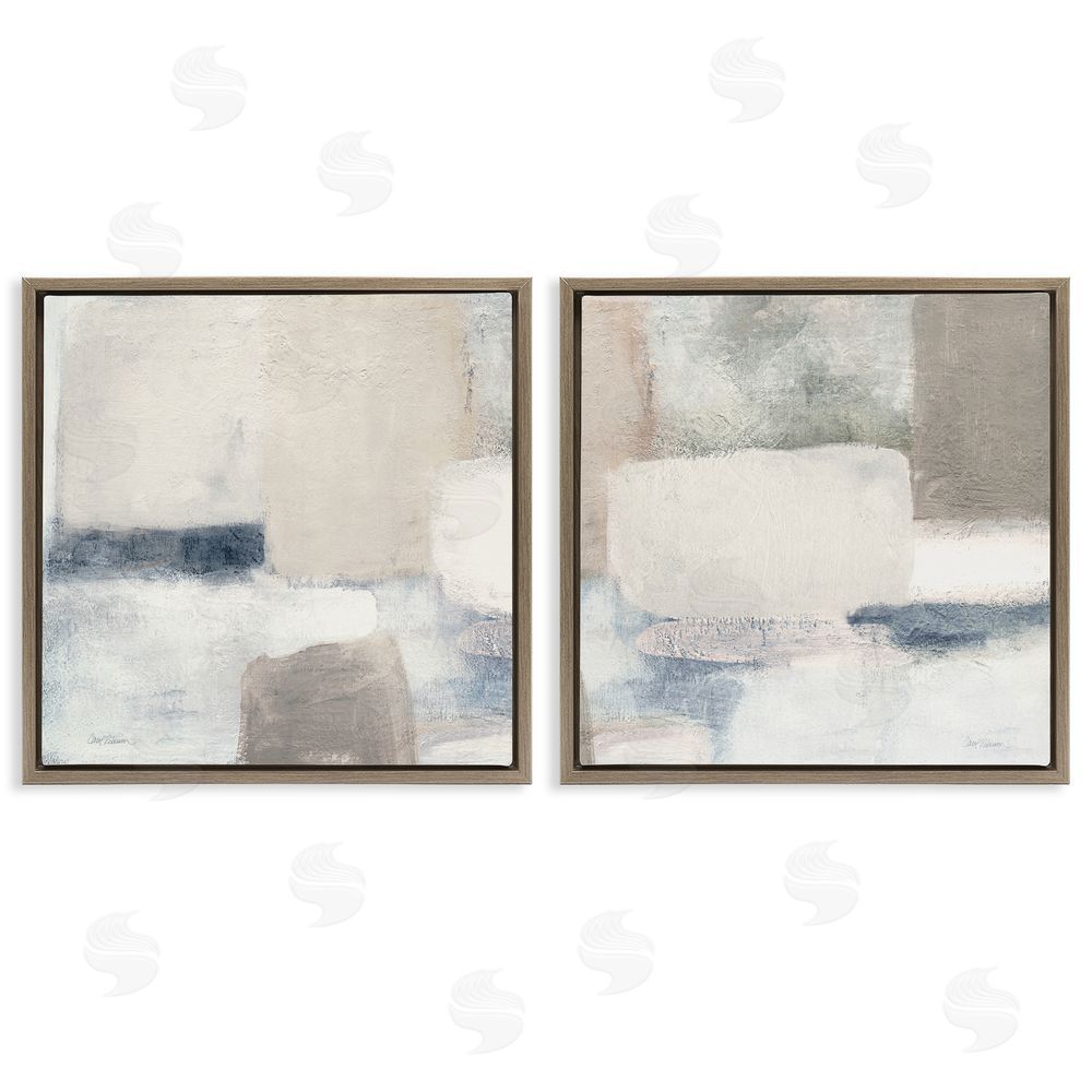 Carol Robinson Beige Modern Collage Shapes Brown Floating Frame Canvas Wall Art Print
