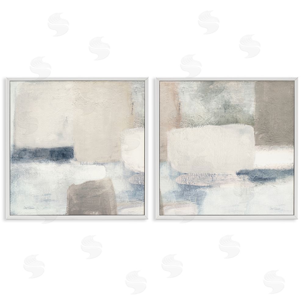 Carol Robinson Beige Modern Collage Shapes White Framed Giclee Wall Art Print
