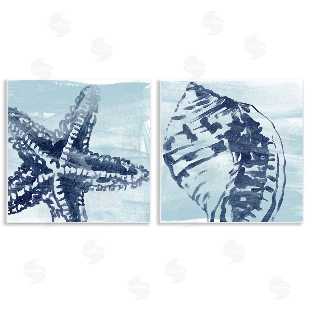 June Erica Vess Sea Life Starfish Arrangement Wooden Wall Plaque Art Print