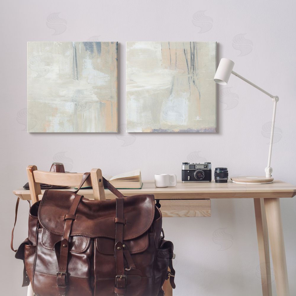 Annie Warren Beige Abstract Collage Composition Canvas Wall Art Print in Room