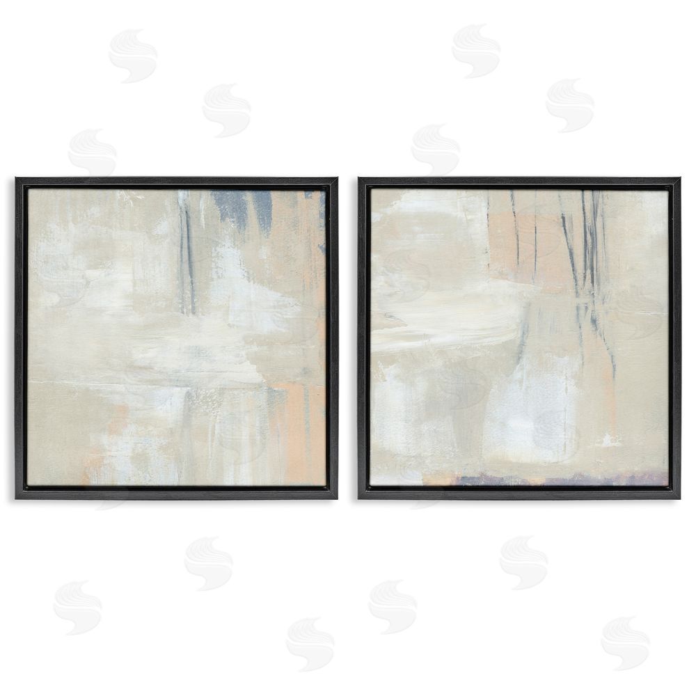 Annie Warren Beige Abstract Collage Composition Black Floating Frame Canvas Wall Art Print