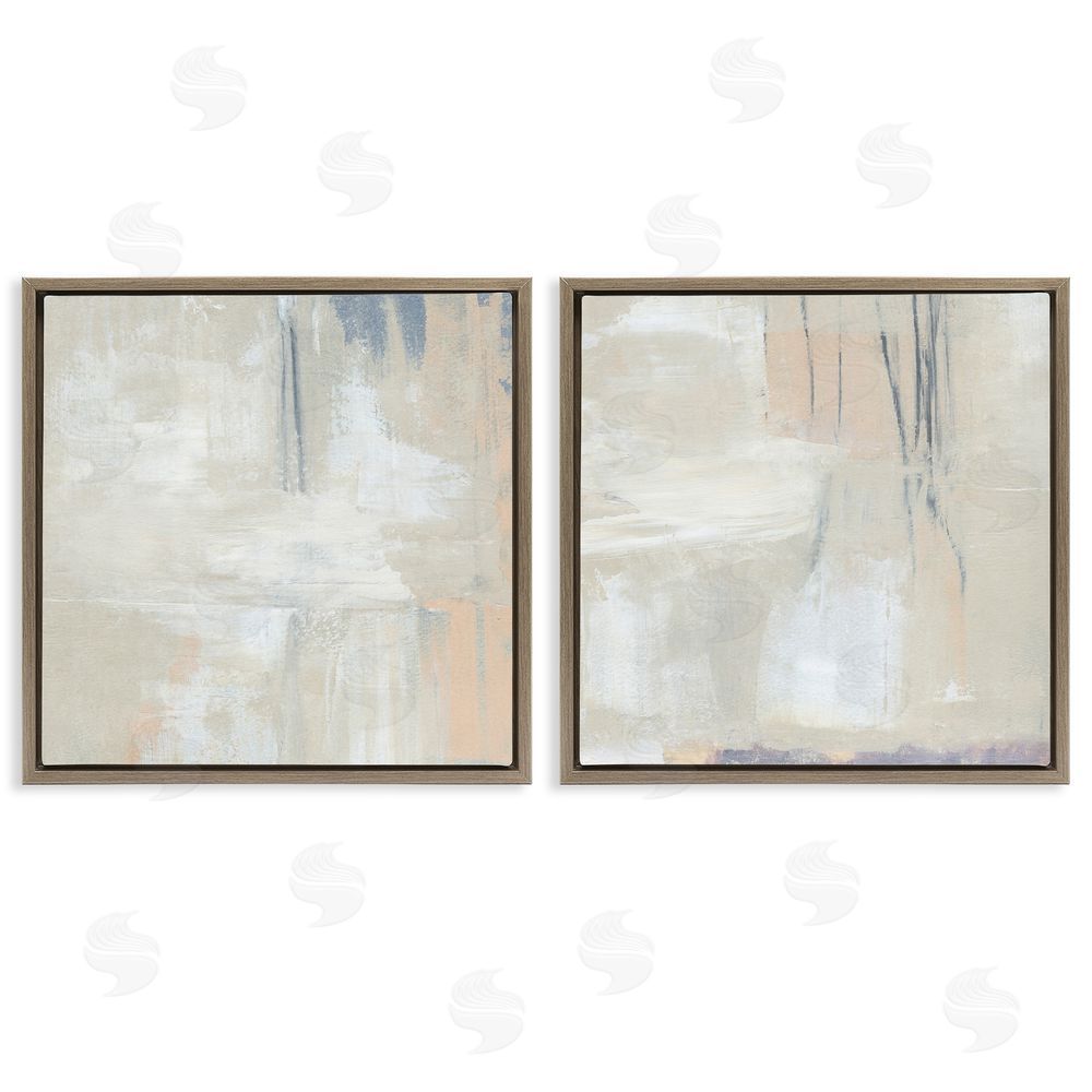 Annie Warren Beige Abstract Collage Composition Brown Floating Frame Canvas Wall Art Print