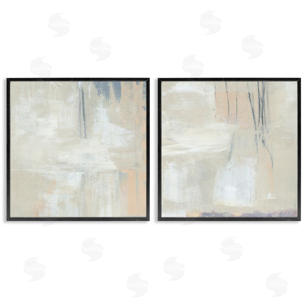 Annie Warren Beige Abstract Collage Composition Black Framed Giclee Wall Art Print