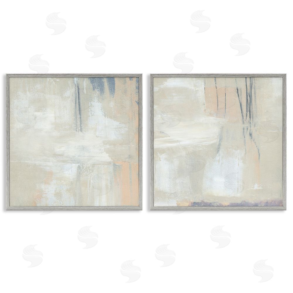 Annie Warren Beige Abstract Collage Composition Gray Framed Giclee Wall Art Print