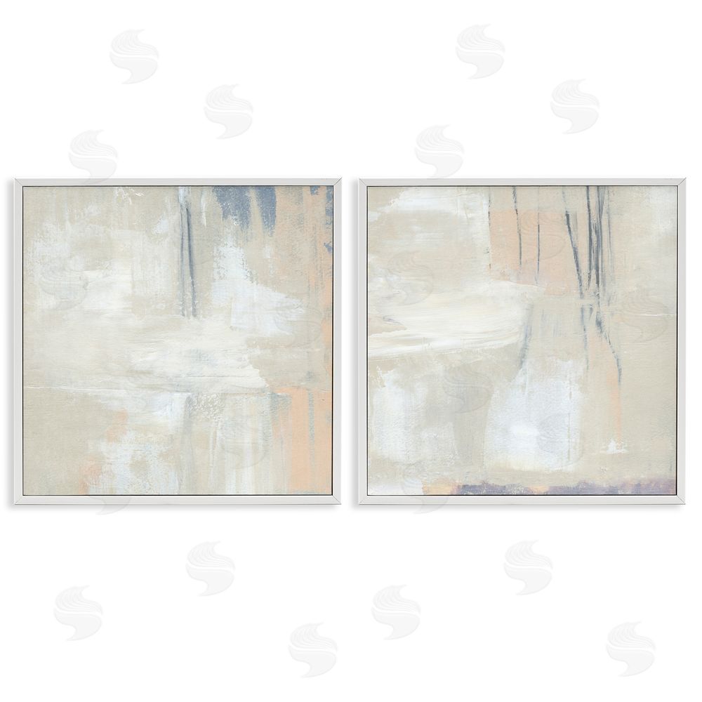 Annie Warren Beige Abstract Collage Composition White Framed Giclee Wall Art Print