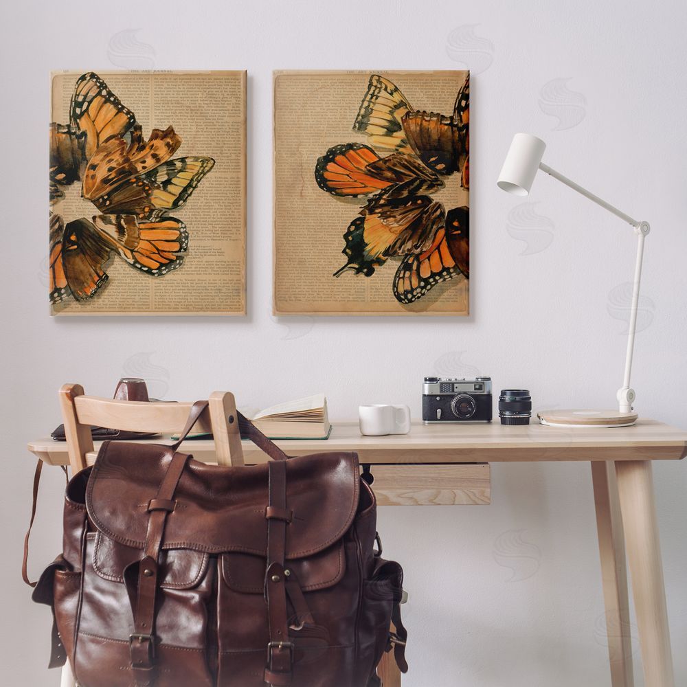 Jennifer Paxton Parker Vintage Butterfly Literature Pages Canvas Wall Art Print in Room