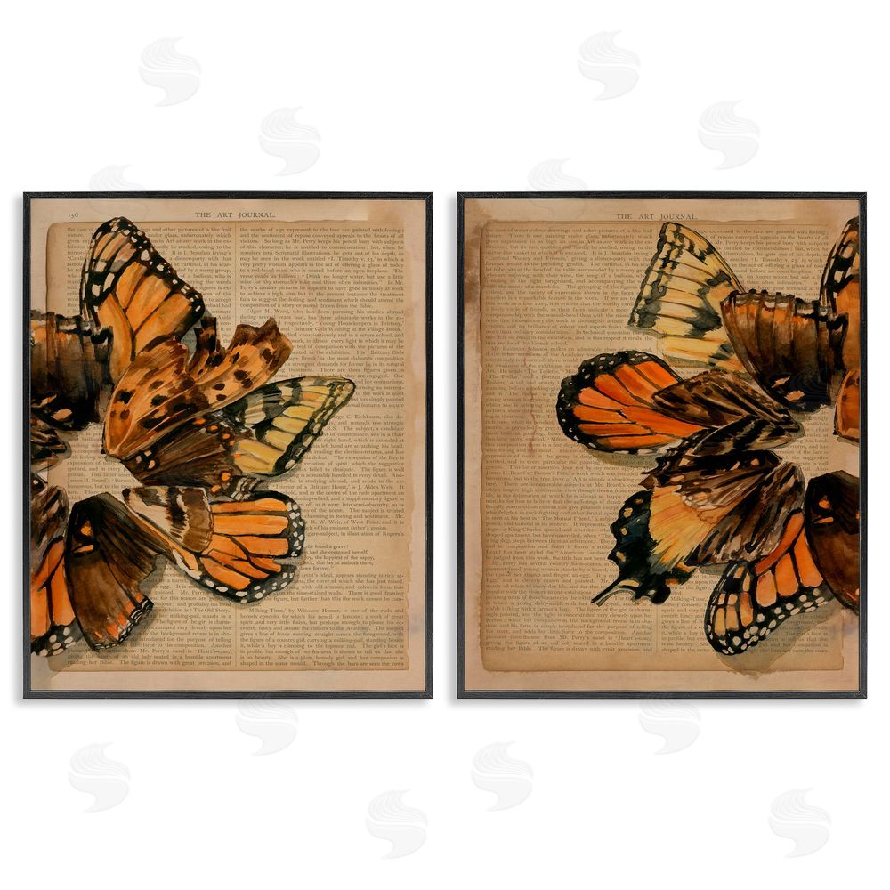 Jennifer Paxton Parker Vintage Butterfly Literature Pages Black Framed Giclee Wall Art Print