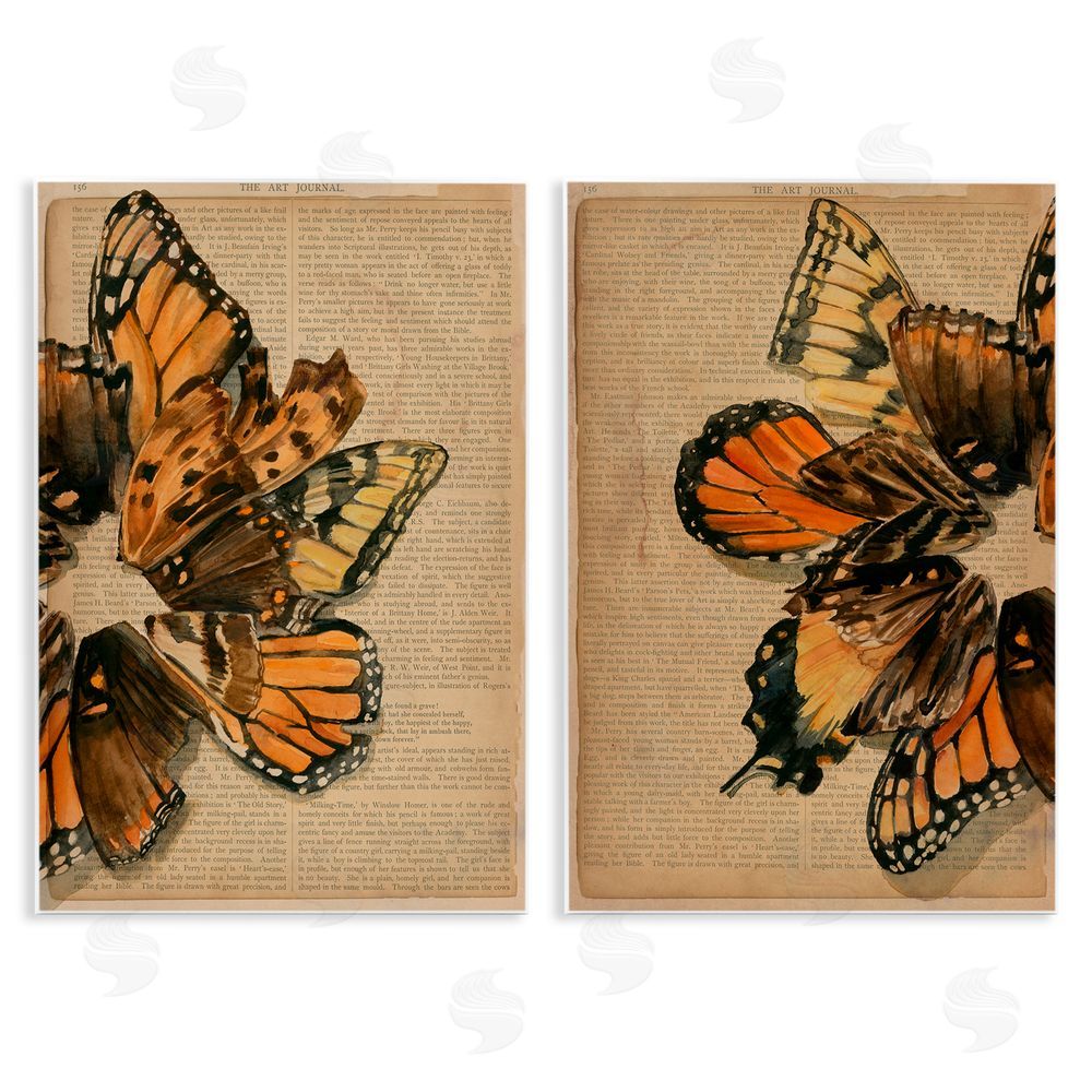 Jennifer Paxton Parker Vintage Butterfly Literature Pages Wooden Wall Plaque Art Print