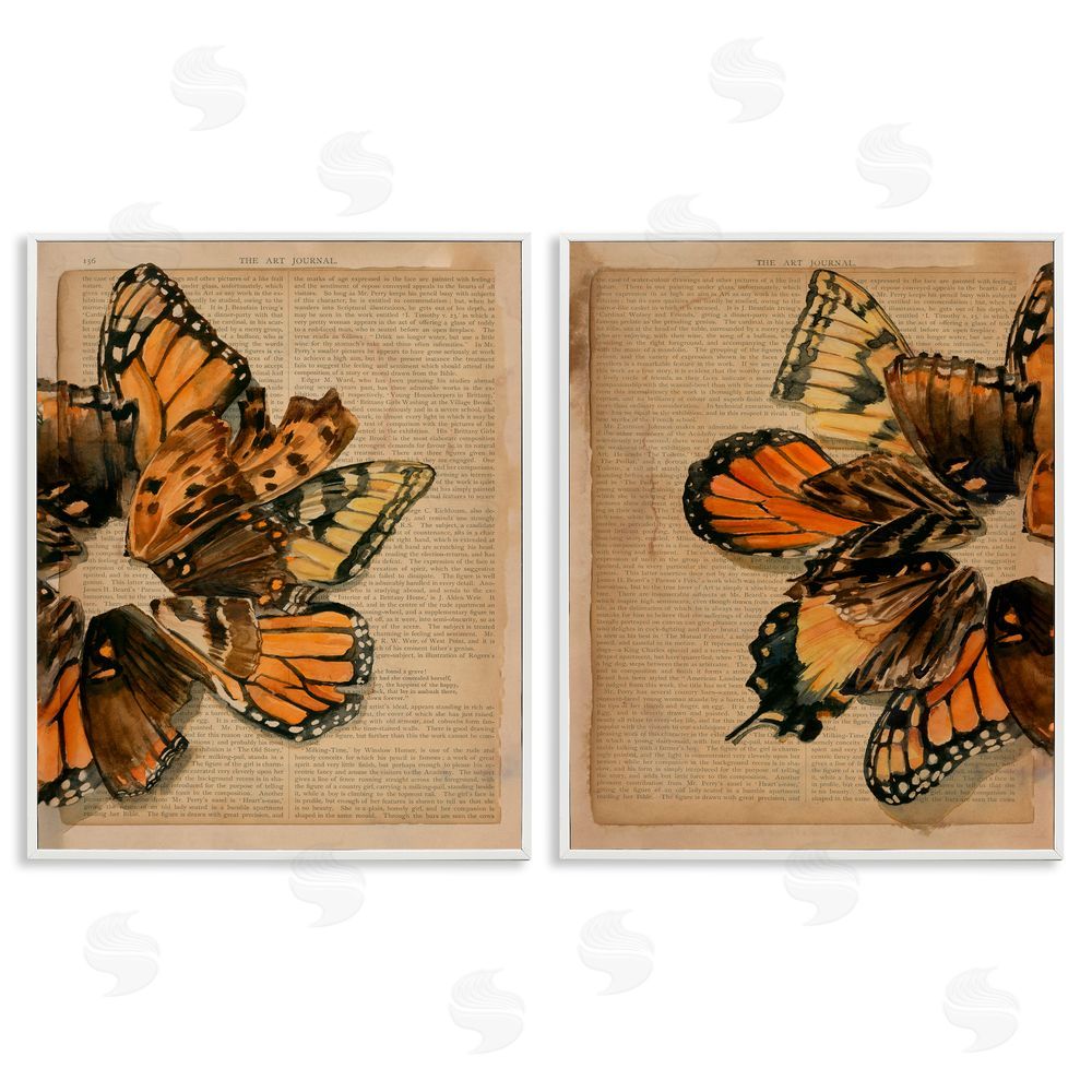Jennifer Paxton Parker Vintage Butterfly Literature Pages White Framed Giclee Wall Art Print
