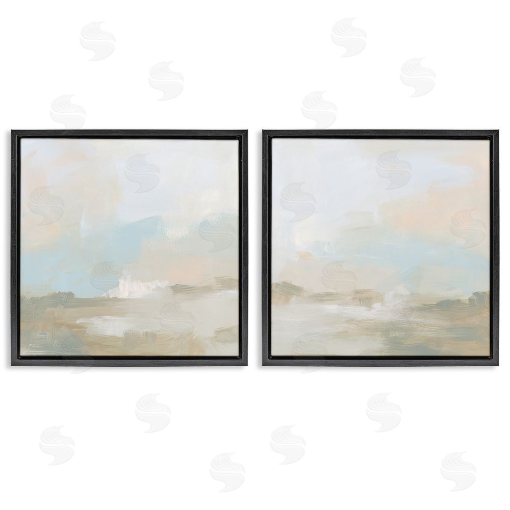 June Erica Vess Pastel Abstract Landscape Black Floating Frame Canvas Wall Art Print