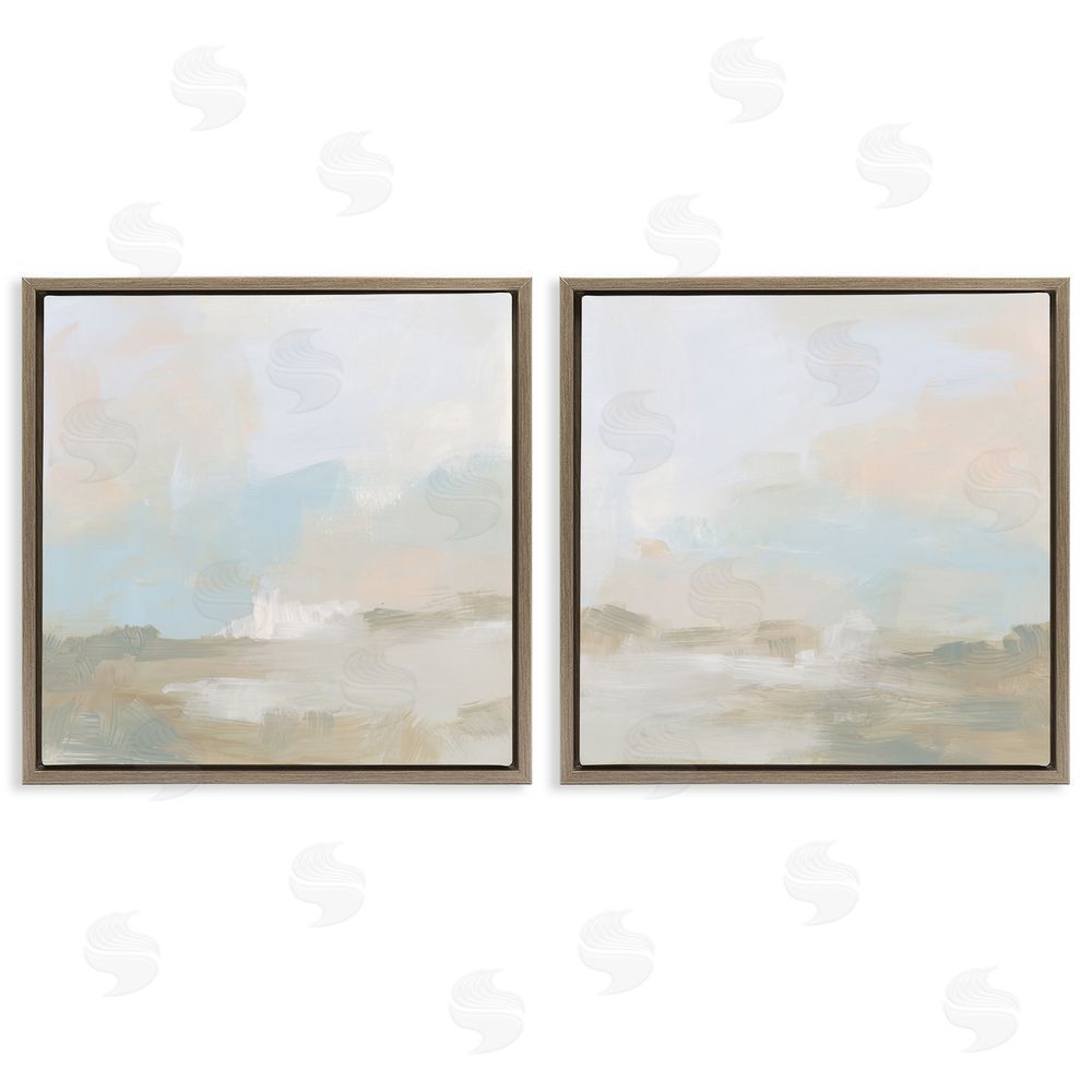 June Erica Vess Pastel Abstract Landscape Brown Floating Frame Canvas Wall Art Print