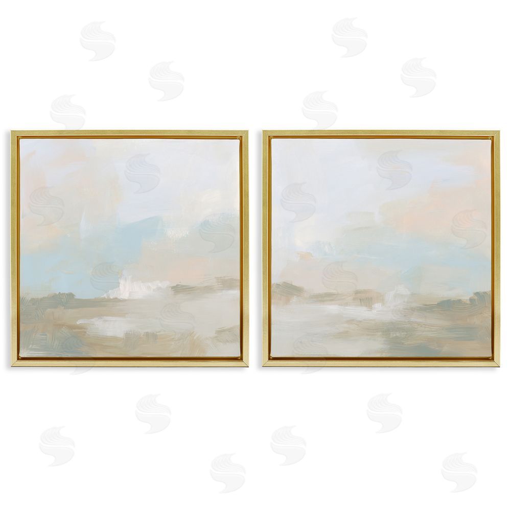 June Erica Vess Pastel Abstract Landscape Gold Floating Frame Canvas Wall Art Print