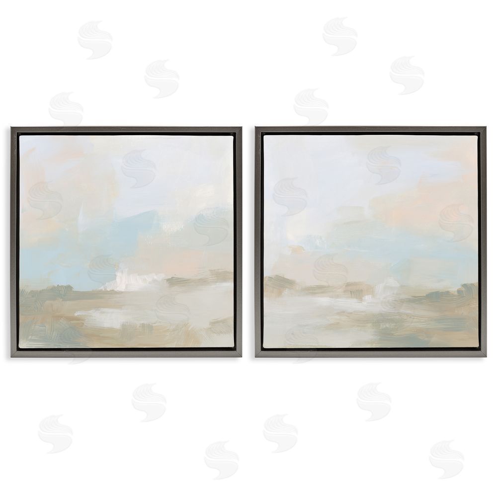 June Erica Vess Pastel Abstract Landscape Gray Floating Frame Canvas Wall Art Print